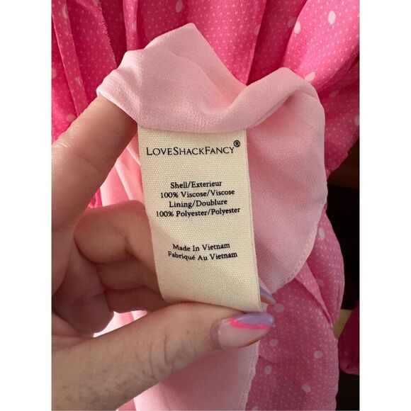 NWT LoveShackFancy Popover Dress in Hot Pink Cherry Size Small $495 MSRP - Picture 11 of 11